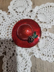 RED HAT SOCIETY Emaille Schmuckkästchen mit lila grüner Blume - Bild 1 von 4