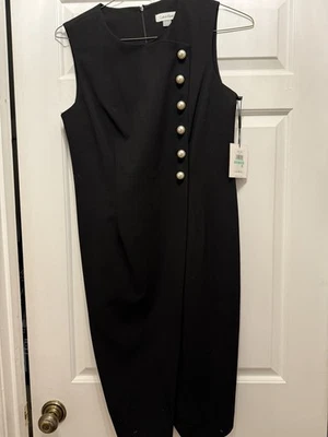 Vestido negro para mujer Calvin Klein con cremallera trasera cuello en V talla 8 usado Foto 1 de 4