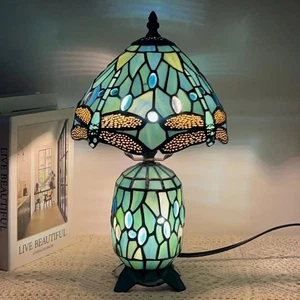 Piccola Lampada Tiffany Vetro Colorato Lampada da Tavolo Mini Madre Figlia Vaso Scrivania Ac... - Foto 1 di 9