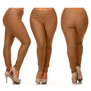 12Pack Women's Plus Size Jeggings Skinny Jeans Look Stretchy Khaki Tan Size - Picture 1 of 1