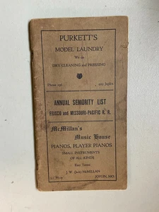 Vintage 1924 Annual Seniority List Booklet Frisco and Missouri Pacific R.R. Rare - Picture 1 of 5