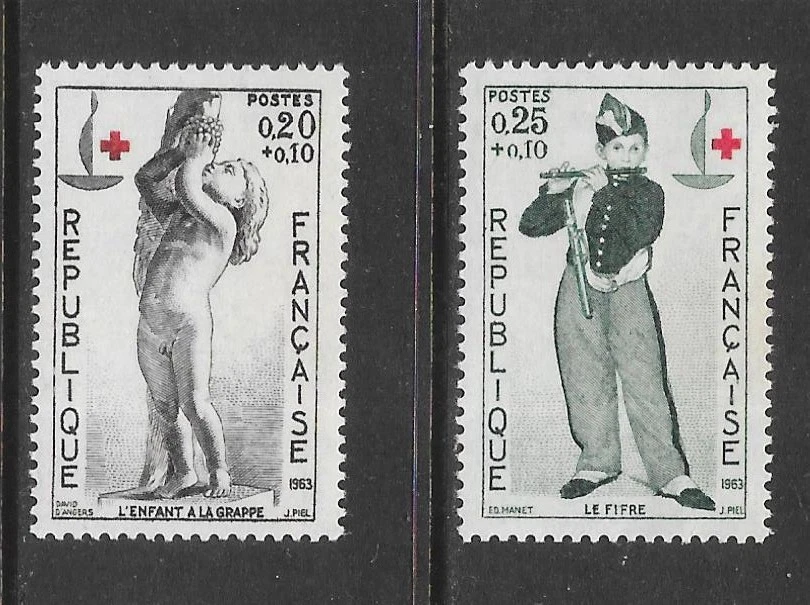 FRANCE 1963 Red Cross Fund pair vf MINT never hinged SG 1627 - 1628 - Image 1 of 1