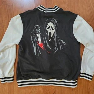 Ghost Face Scream Horror Halloween Varsity Jacket Coat Sweater Size XL EUC - Picture 1 of 8