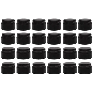 Black Mini Glass Balm Jars 24pk, 15ml/1/2oz; Little Cosmetic Jars w/ Metal Lids - Picture 1 of 9