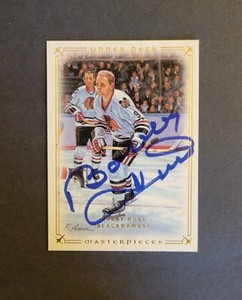 Bobby Hull signed Chicago Blackhawks 2008-09 Upper Deck Masterpieces hockey card