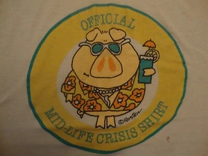 Vintage 80's Official Mid-Life Crisis Shirt White T Shirt Size M - Bild 1 von 4