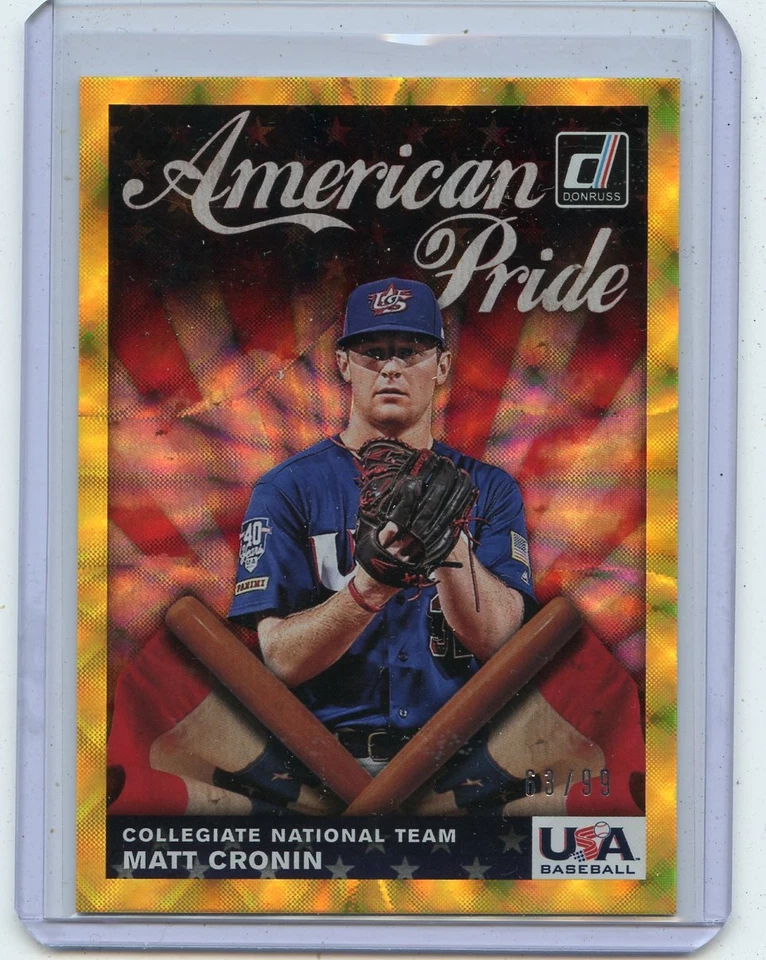 2019 DONRUSS #AP17 MATT CRONIN AMERICAN PRIDE "GOLD" ROOKIE RC #63/99, NATIONALS - Image 1 of 1