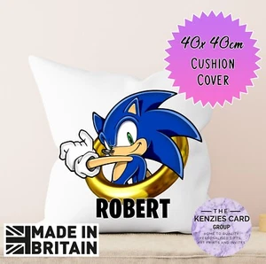 Personalised Sonic The Hedgehog Cushion Cover Christmas Birthday 40x40cm V1 - Picture 1 of 2