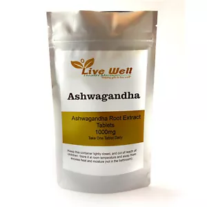 Ashwagandha 1000mg 120 Tablets Natural Anti Stress and Anti Anxiety Help Vegan - Picture 1 of 6