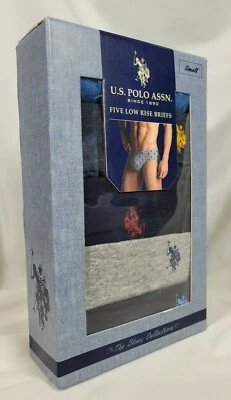 US Polo Assn 5 Calzoncillos de tiro bajo S Colección Azul Asst, Gris, Bolsa de algodón Foto 1 de 4