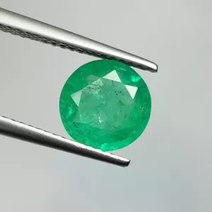 Certificato 2,09 CT - Smeraldo Zambia naturale lucentezza superiore taglio tondo - 7315 - Foto 1 di 2