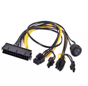 ATX 24 Pin to 2 Port PCIe 6+2 Pin 8 Pin 6Pin Power Cable + On Off Switch DZ fit - Picture 1 of 5