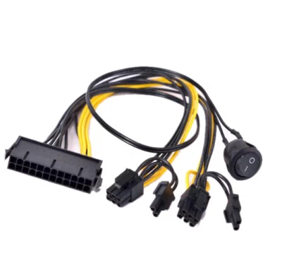 ATX 24 Pin to 2 Port PCIe 6+2 Pin 8 Pin 6Pin Power Cable + On Off Switch DZ fit - Image 1 of 4