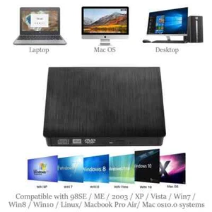 Slim External CD/DVD ROM Drive USB 3.0 Player Reader for Laptop PC Mac HP - Picture 1 of 7