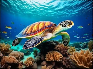 Mural Azulejos Subacuático Océano Escena Tortuga Peces Coral Cocina Ducha Salpicadero - Imagen 1 de 14