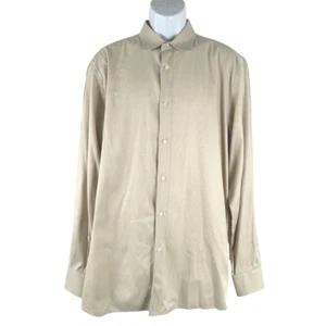 Camisa de vestir Brioni para hombre talla 17,5 amarillo pálido claro a cuadros manga larga TP-3170 - Imagen 1 de 8