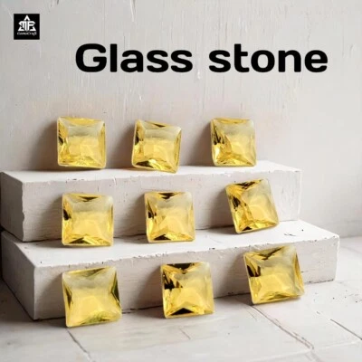 Lemon Square Glass Stones – 4mm to 10mm | Bright, Sparkling Gems for Jewelry - Image 1 of 4