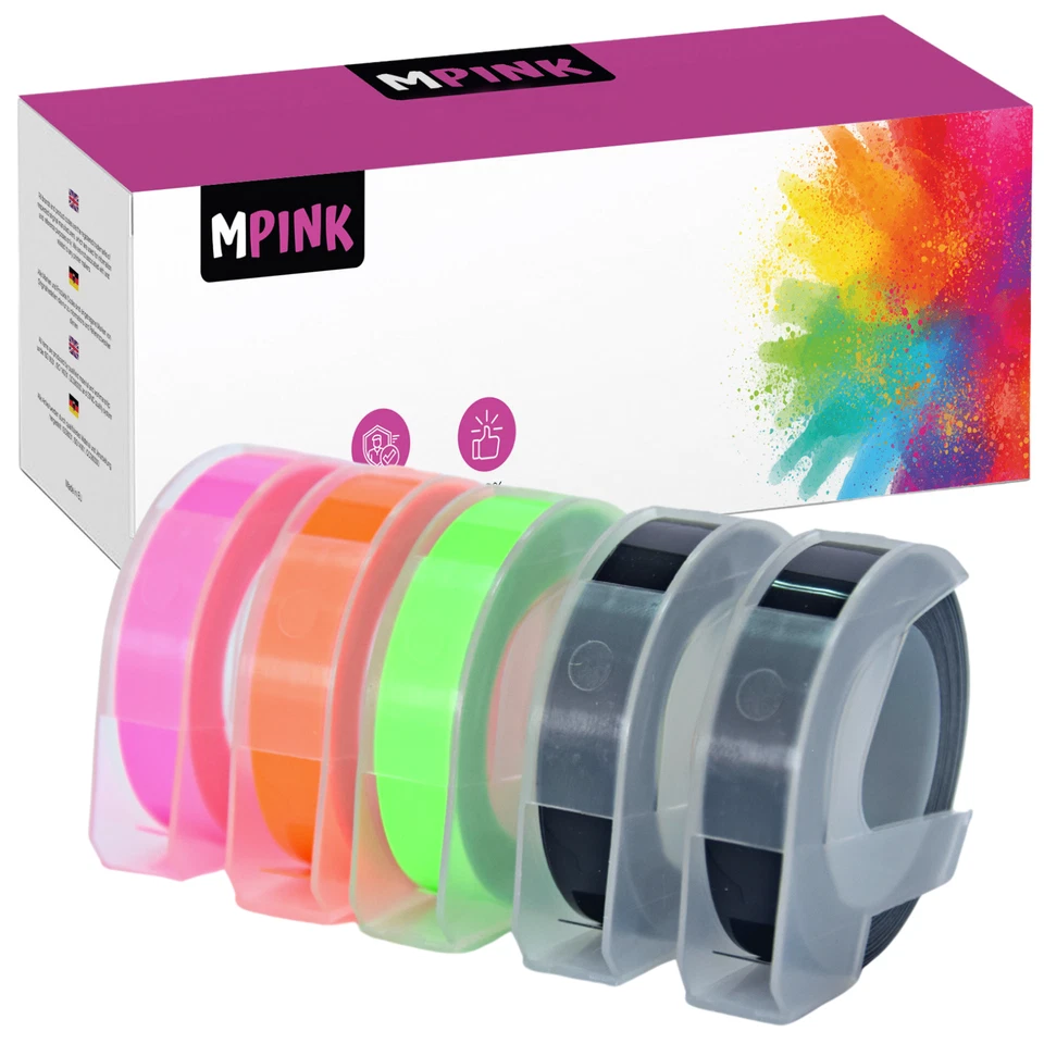 Prägeband 3D für Dymo Omega Junior 9mm x 3 m Etikettenband Embossing