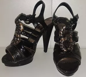 Catwalk Black Gr 36 High Heels gold schwarz Plateau Sandalen silber Deichmann - Bild 1 von 5