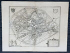 1574 carte antique Braun & Hogenberg vue ville de Tenen, Brabant flamand, Belgique