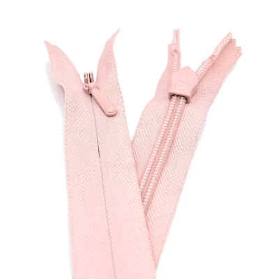 YKK CLOSED END CONCEALED INVISIBLE ZIP DUSTY PINK Sizes 23cm / 9" and 54cm / 21" - Image 1 of 2