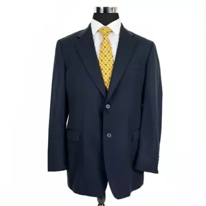 Tommy Hilfiger Blazer Mens 42L Long Wool Navy Sport Coat Striped Suit Jacket - Picture 1 of 12