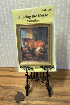 Casa de muñecas miniatura Jacquline's #9647 Víct. Marco dorado Shoeing the Horse 1:12 Foto 1 de 2