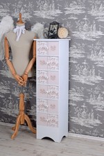 VINTAGE HIGH CHEST DRAWERS SHABBY CHIC DRESSER 6 TOILE DE JOUY