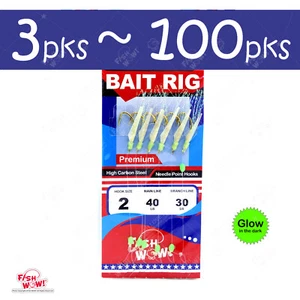 Pesca Resplandor Sabiki Talla 2 Premium Cebo Plata Manijas FW467 Piel de Pez 6 Ganchos - Imagen 1 de 9