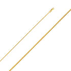 14K Yellow Gold 1.2Mm Flat Open Wheat Chain For Men, 14K Gold Lobster Claw Clasp