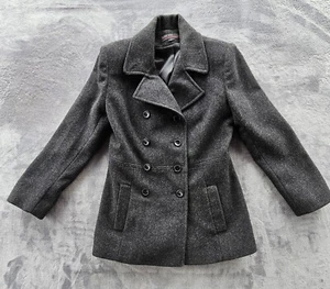 Jason Kole Pea Mantel Damen 2p grau Wolle zweireihig Outdoor Freizeit - Bild 1 von 9