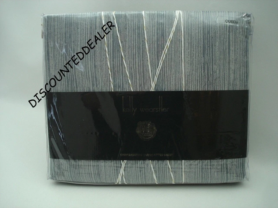 Kelly Wearstler King Fitted Sheet Sway Tidal Fog New - Image 1 of 3