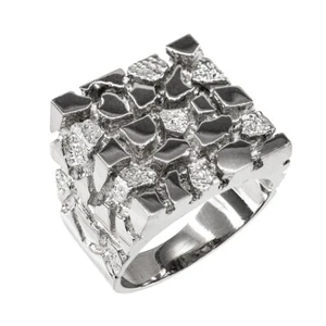 .925 Sterling Silver Men's Classic Nugget Ring - Picture 1 of 1
