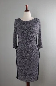LAUREN RALPH LAUREN $129 Slinky Stretch Chevron Pleated Side Dress Size 10 - Picture 1 of 6