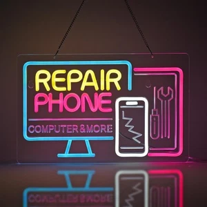 Phone Repair Neon Sign, Lights Hanging Wall Art Decoration PHONEREPAIR - Picture 1 of 6