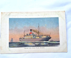 Antigua postal vintage de barco de vapor Nelson Line River Plate color - Imagen 1 de 7
