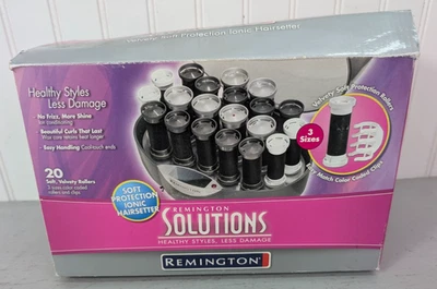 Remington Solutions 20 Soft Velvet Rollers & Clips Ionic Protective 3 Sizes NIB - Image 1 of 4
