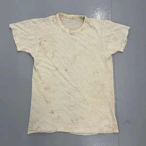 Vintage 40s White Distressed Cotton Blank T-Shirt 40s True Vintage - Bild 1 von 3