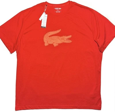 LACOSTE Sport 男式大码标志图形 Croc T 恤红色橙色(MSRP 75 美元) — 第 1/3 张图片