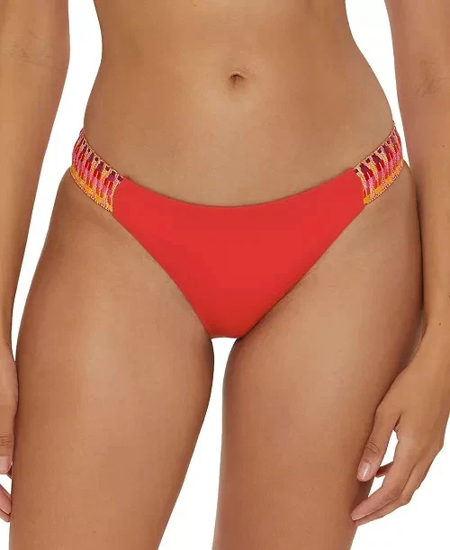 Becca Womens Standard Crochet Trimmed Bikini Bottom 614357 Fire Red L