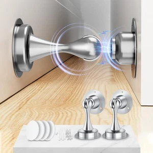 Magnetic Door Stopper - 2 Pack - Stainless Steel Door Stoppers for Bottom of ... - Picture 1 of 8