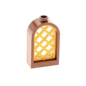 1x Lego Fenster Rahmen 1x2x2 rot braun rund Gitter gerade perl gold 30046 30044 - Bild 1 von 1