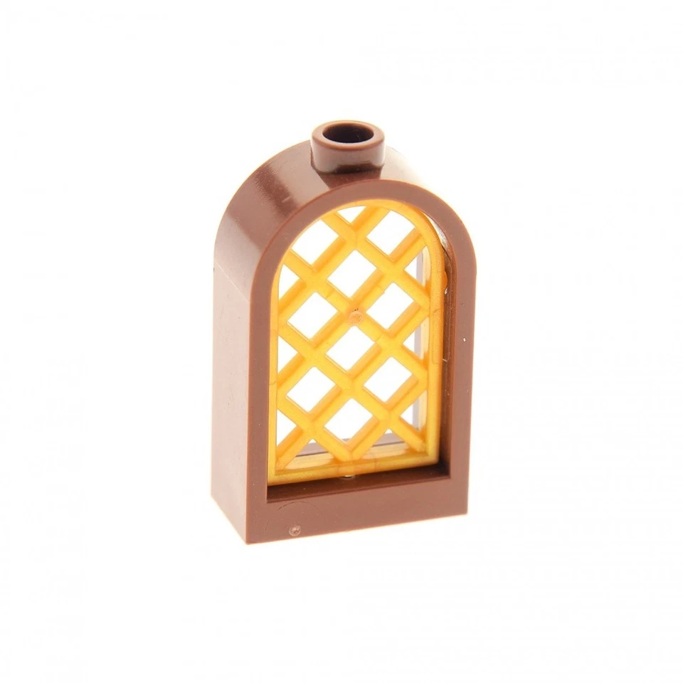 1x Lego Fenster Rahmen 1x2x2 rot braun rund Gitter gerade perl gold 30046 30044 - Bild 1 von 1
