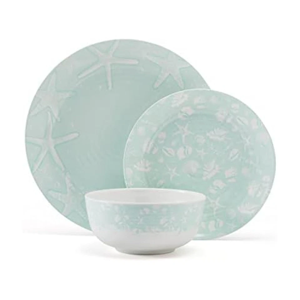 Venice 12 Piece Outdoor Melamine Dinnerware Set, Service for 4,Teal - Image 1 of 4