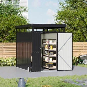 8.5ft x 5.4ft Pent Metal Garden Storage Shed Motorcycle Sheds with Lockable Door - Picture 1 of 12