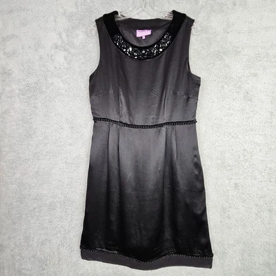 Vestido Vivienne Tam Años 90 De Colección 10 Negro Seda Cóctel LBD Adornado Bolsillos con Cremallera Foto 1 de 4