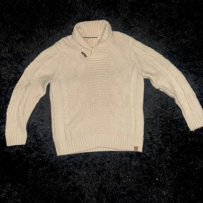 🔥Weatherproof Vintage Crew Old Fashioned Mens L White Cream Color Chunky Heavy - Image 1 of 4