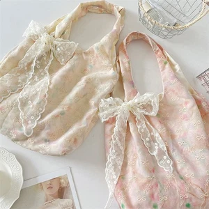 Sweet Shoulder Bag Women Floral Bow Lace Style Handbag Large Shopper Tote Bag - Picture 1 of 18