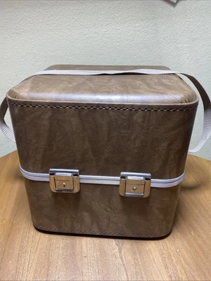 TRAVEL CASE BROWN HAT LUGGAGE CRAFT VINYL NO KEY - Image 1 of 4
