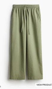 H&M khaki Linen Blend Drawstring Trousers Size M - Picture 1 of 3